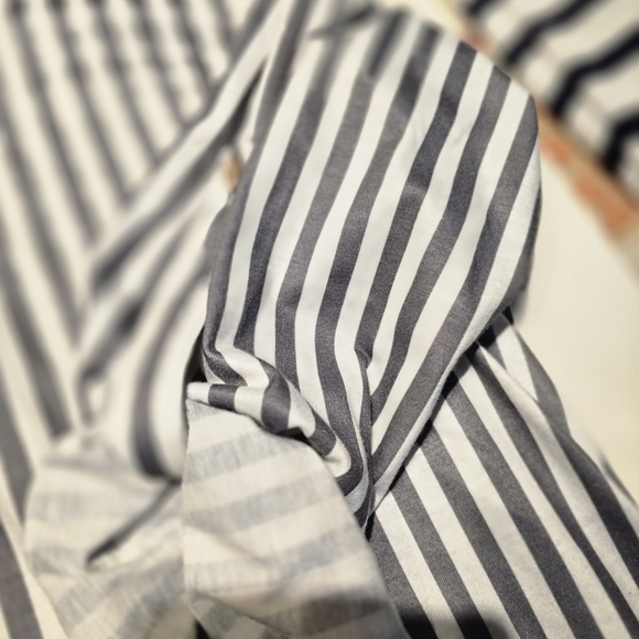 Striped V-Neck Blouse - Gray - Picture 3 of 7